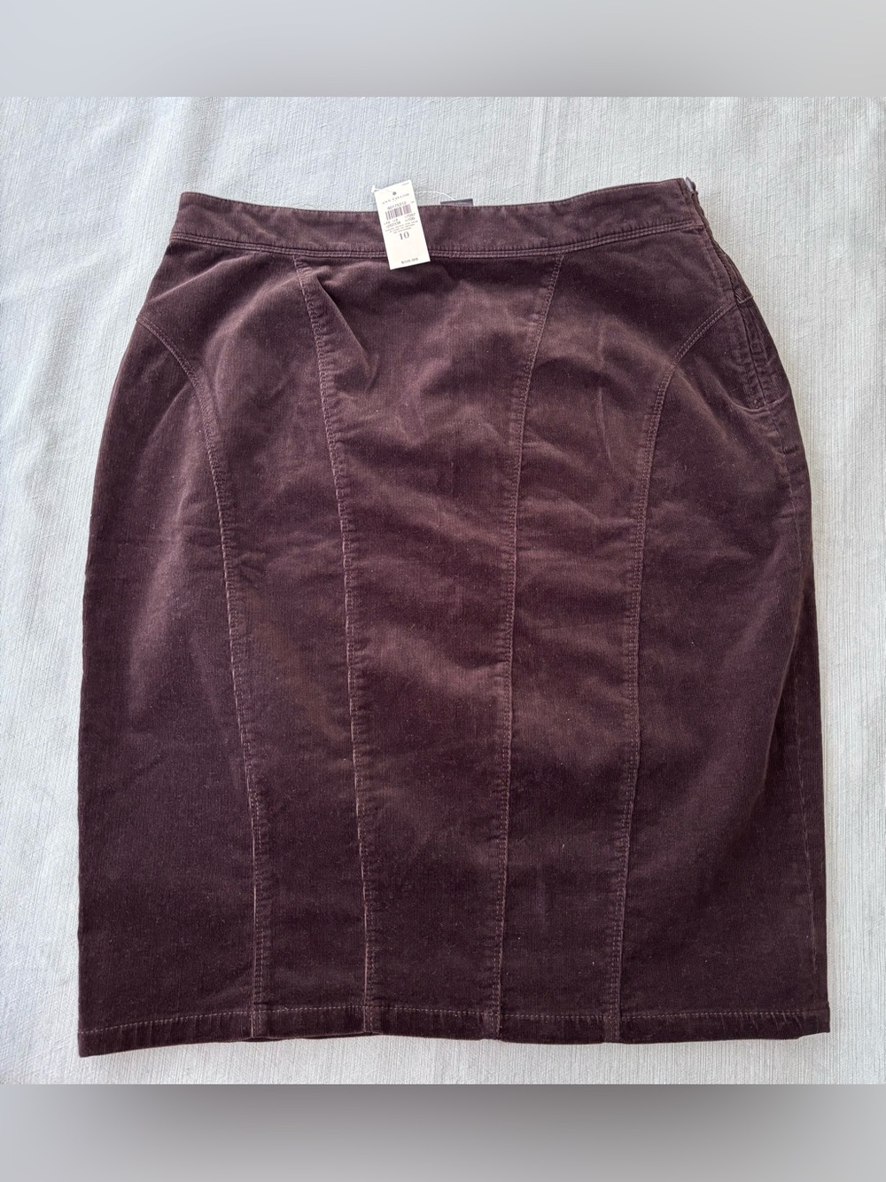 NEW Ann Taylor Chocolate Brown Corduroy Panel Pencil Skirt 10